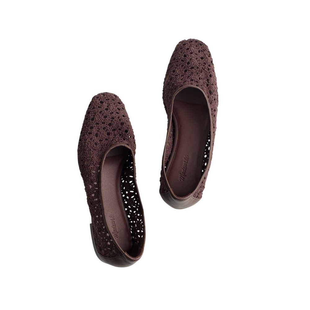 Madewell Mylie Crochet Ballet Flats Espresso Bean Brown Knit 11